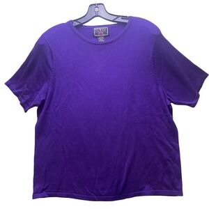 Vintage Vinci Sweater‎ Womans Extra Large Purple Silk Blend Mature Short Sleeve